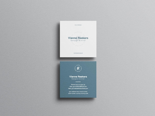 Square business card mockup