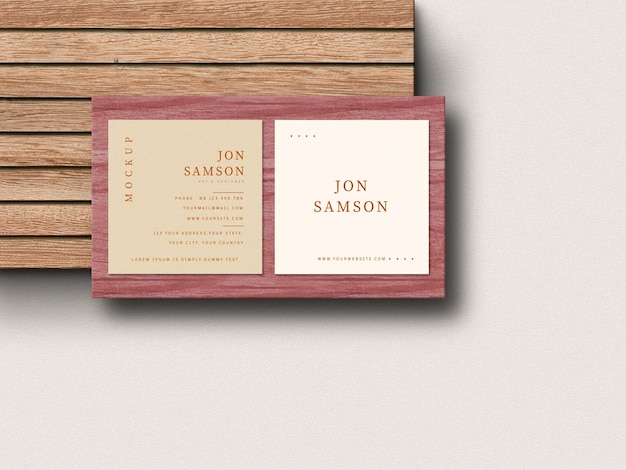 Square business card mockup