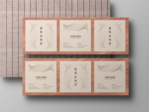 Square business card mockup