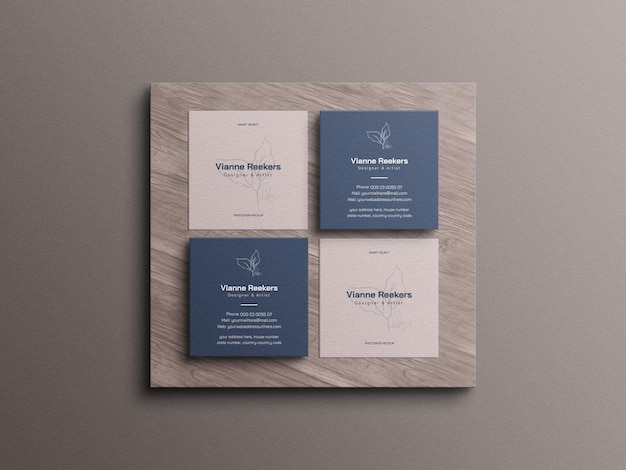 Square business card mockup