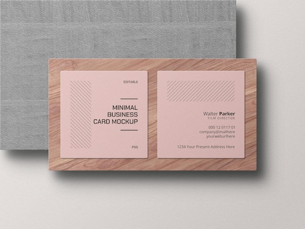 Square business card mockup