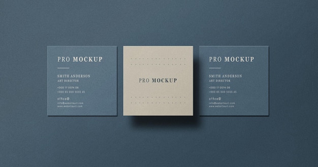 Square business card mockup