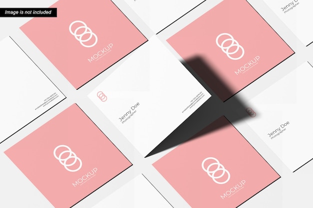 Square business card mockup