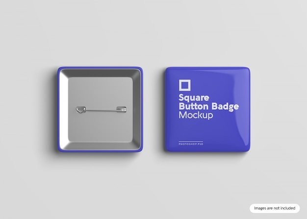 PSD square button badge mockup