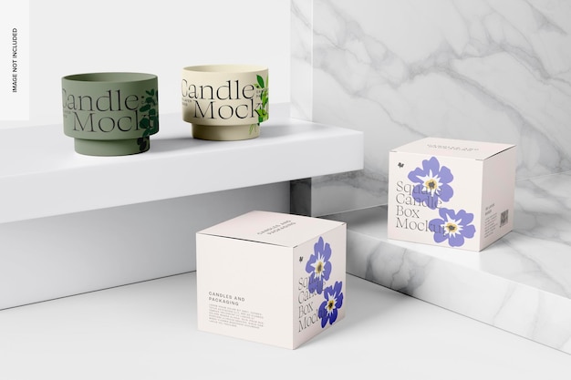 PSD square candle boxes mockup