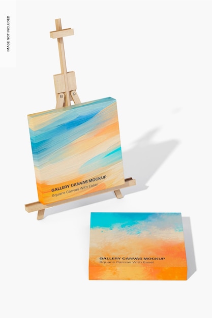 PSD square canvas with easel mockup