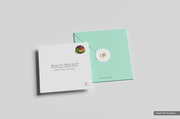 Square card and envelope mockup