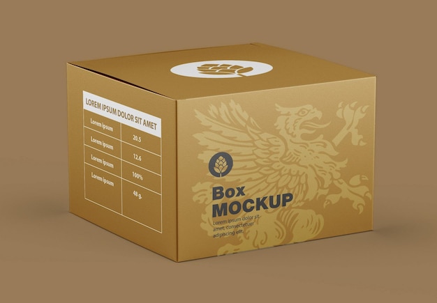 Square Cardboard Box Mockup