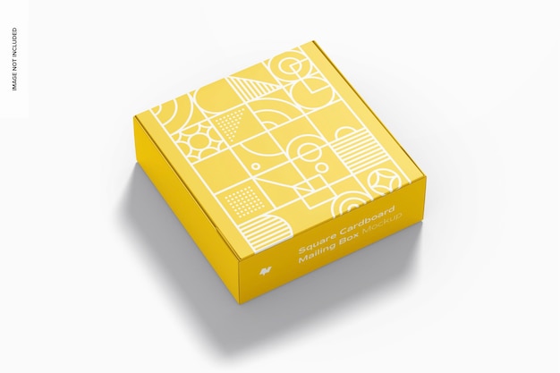 Square cardboard mailing box mockup