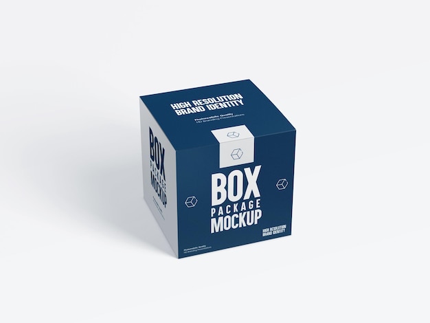 Square cardboard paper box mockup