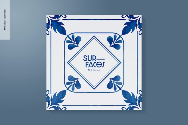 PSD square ceramic tile mockup, top view