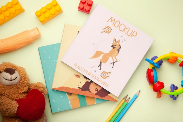 PSD square children book mockup