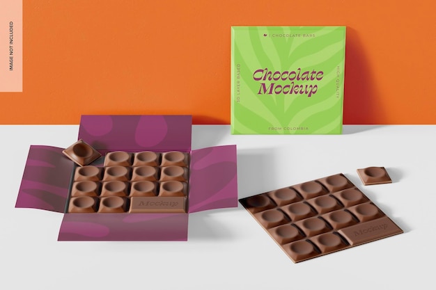 Square Chocolate Bars Mockup