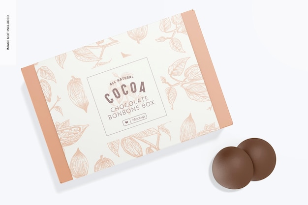 PSD square chocolate bonbons box mockup, top view 02