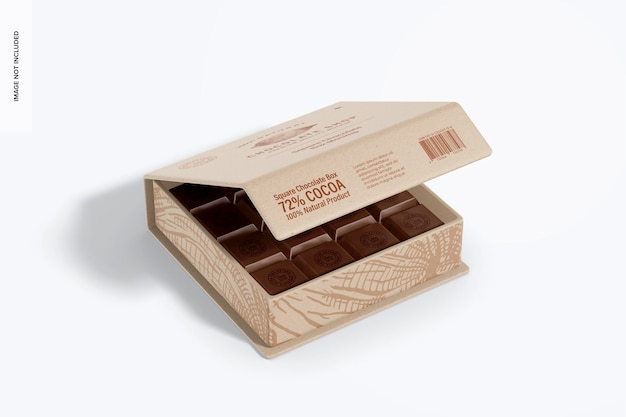 PSD square chocolate box mockup perspective