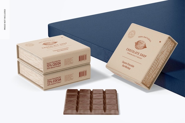 Mockup di scatole di cioccolato quadrate