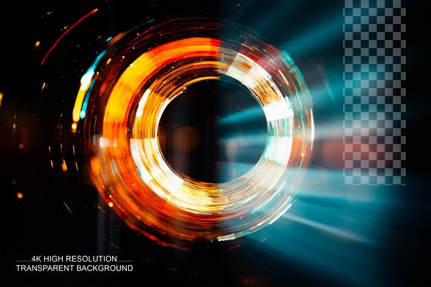 PSD square and circle side view with fairy light high speed motion on transparent background