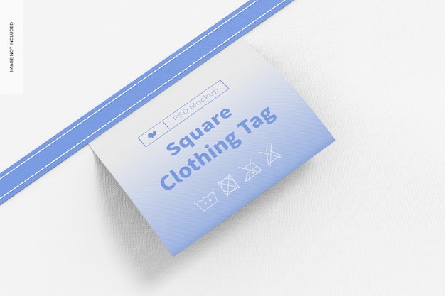 Square clothing tag mockup, close up