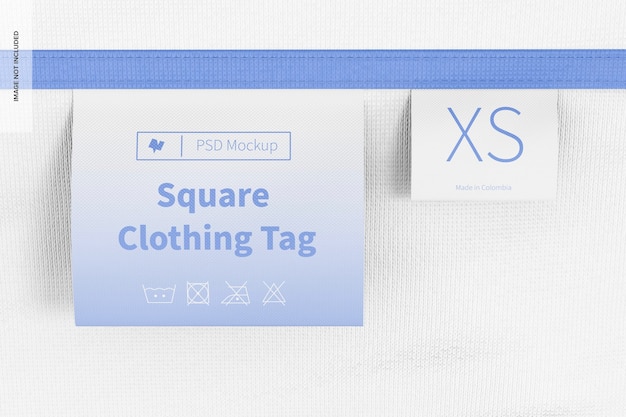 PSD square clothing tags mockup, front view