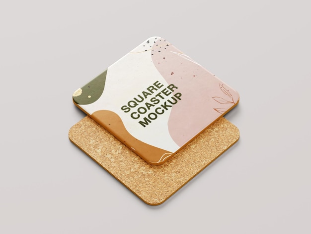 PSD square coaster mockup