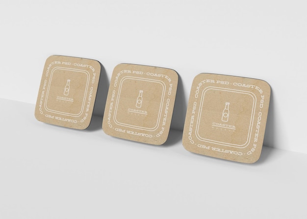 square coasters mockup set