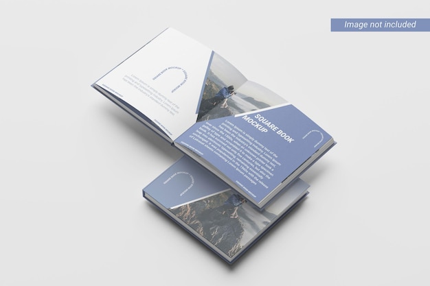 Mockup del libro con copertina quadrata vista a destra