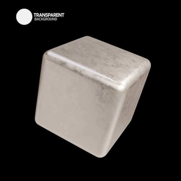 PSD a square cube with the word transparent on it