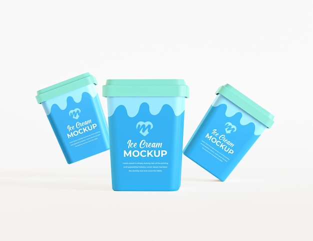 Mockup realistico 3d per gelato a cono quadrato