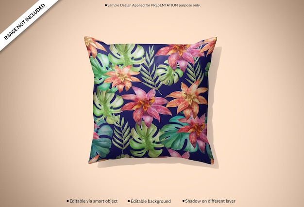 PSD square cushion cover mockup