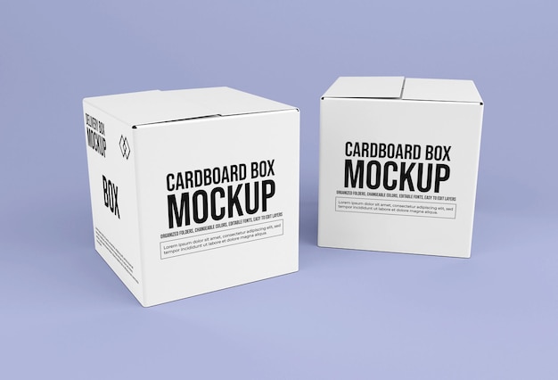 PSD square delivery cardboard box mockup