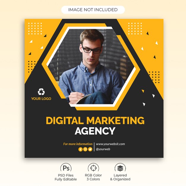 PSD square design for digital marketing agency