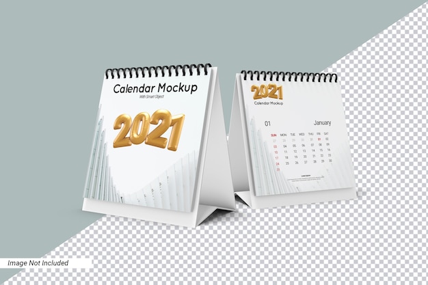 Square desk calendar mockup isolated