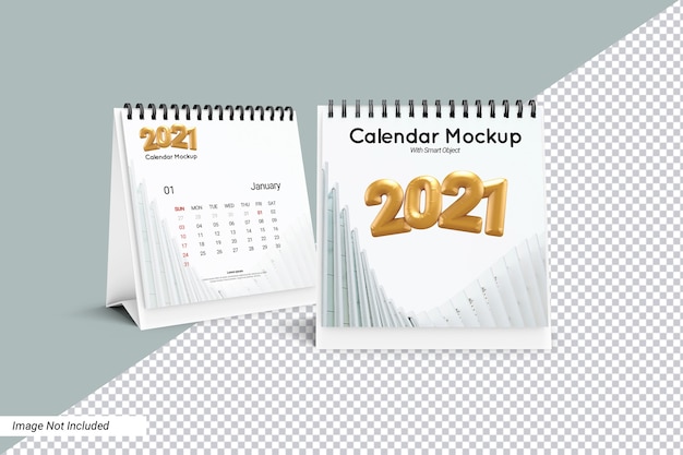 Square desk calendar mockup isolated
