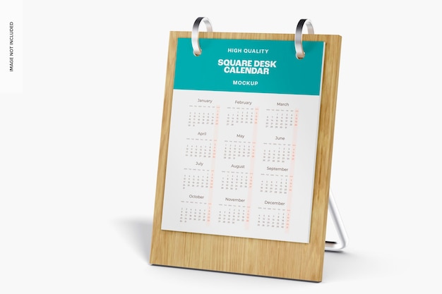 Square desk calendar mockup, right view