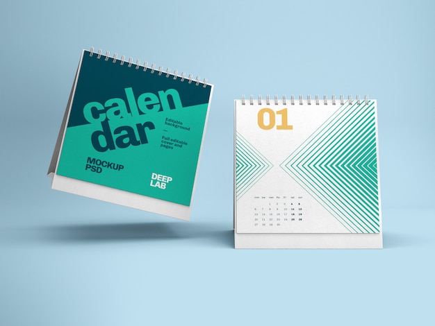 Mockup di calendario square desk