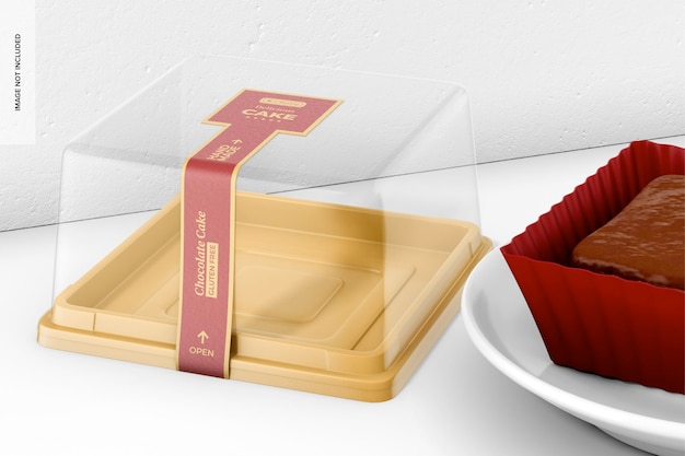 Square dessert box mockup, opened