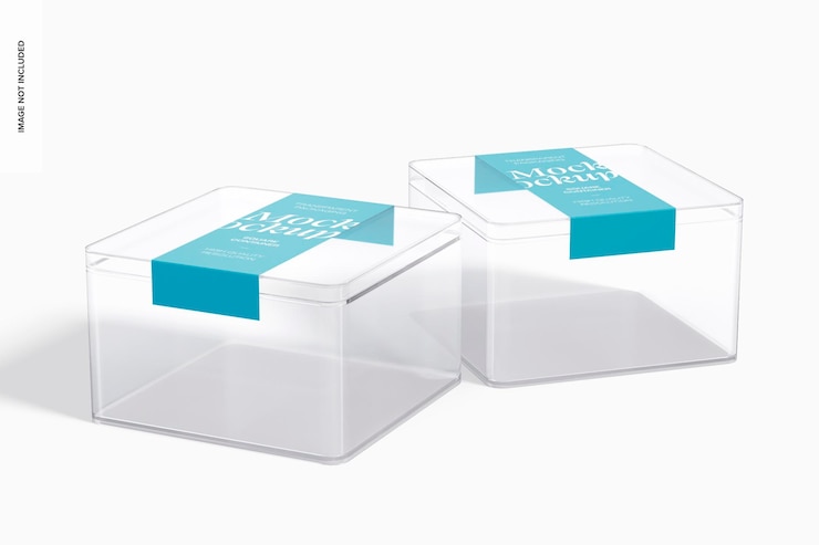 PSD square dessert containers mockup