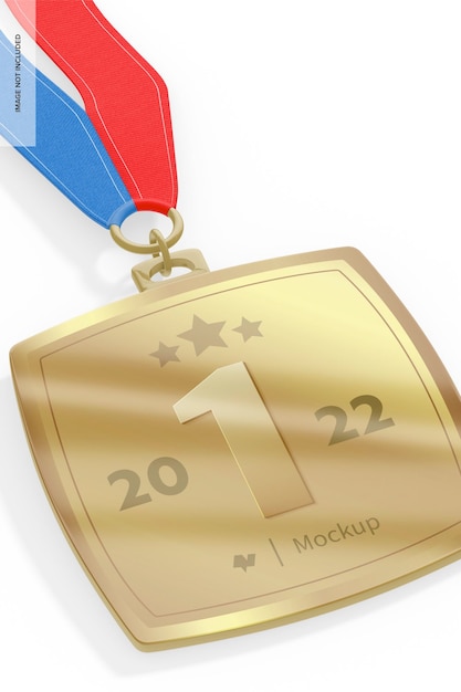 Square Distinction Medal Mockup, Close Up