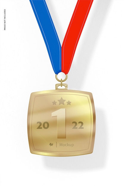 PSD square distinction medal mockup, front view