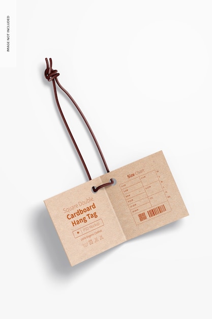 Square double cardboard hang tag mockup