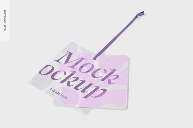 PSD square double clothing tag mockup