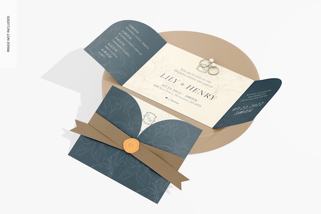 square double gate invitation mockup on podium