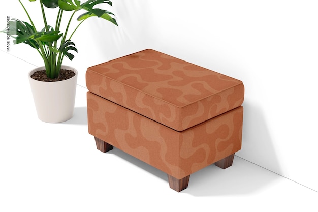 PSD square fabric ottoman mockup