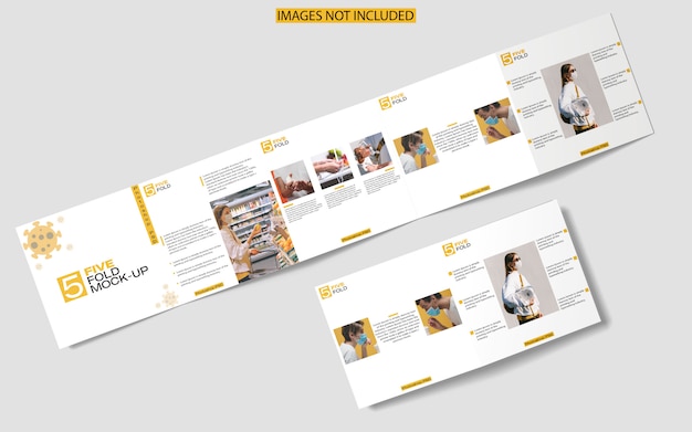 PSD mockup di brochure quadrata cinque volte