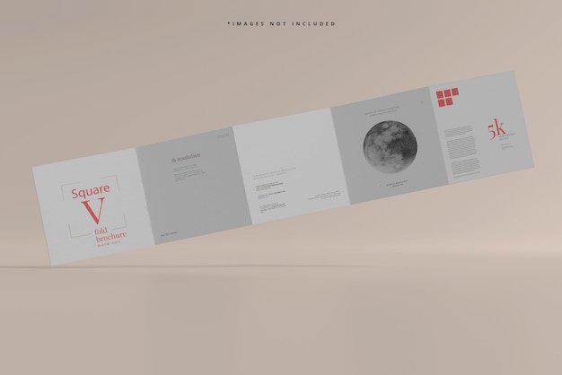 Mockup di brochure quadrata a cinque pieghe