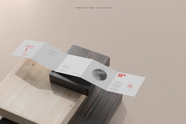 Square five fold brochure mockup