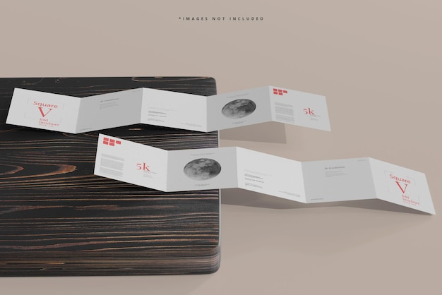 Mockup di brochure quadrate a cinque pieghe