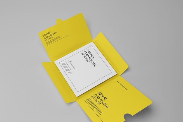 Square flap folder mockups