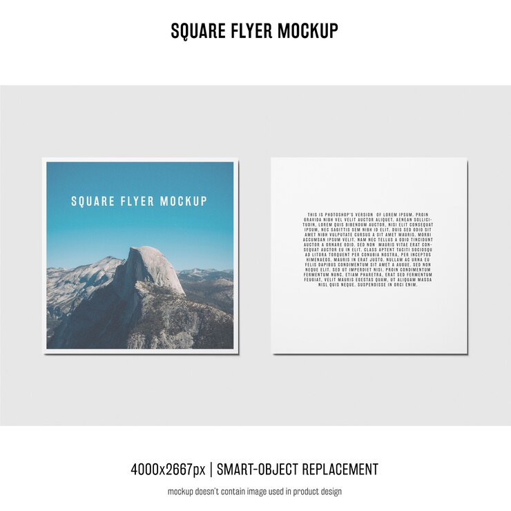 PSD square flyer, greeting card, invitation mockup