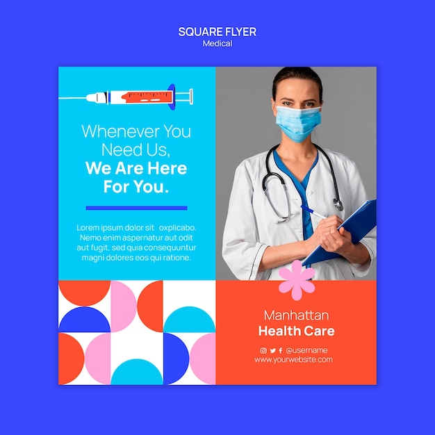 Square flyer template for health and medicine